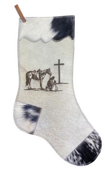 Showman Praying Cowboy Natural Cowhide Christmas Stocking